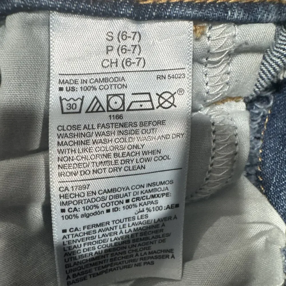Old Navy Jeans Girls S 6/7 Denim Short Overalls Blue Adjustable Straps Jumper